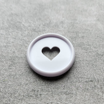 32mm plastic disc, white with heart