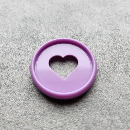 24mm plastic disc, purple with heart