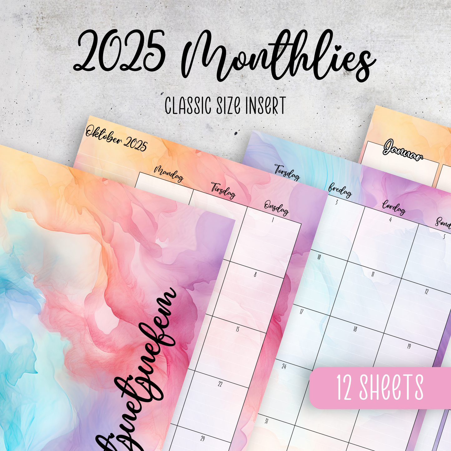 2025 Monthlies Pastel Inks, Classic Size Insert