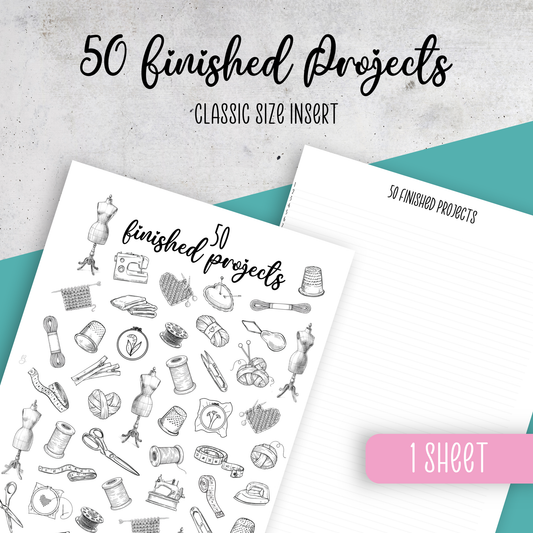 50 Finished Projects Challenge, Classic Size Insert