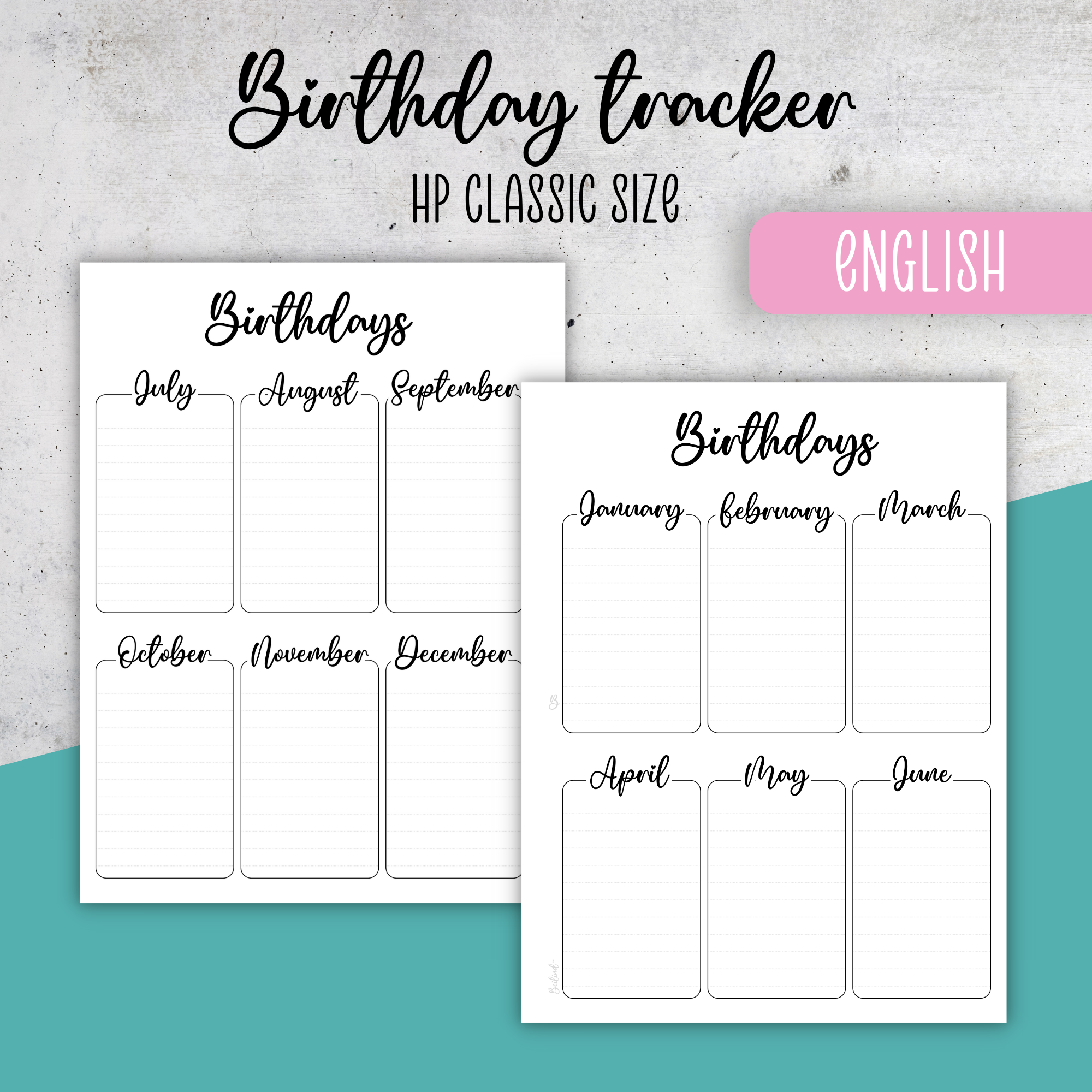 Birthday Tracker, Classic Size Insert