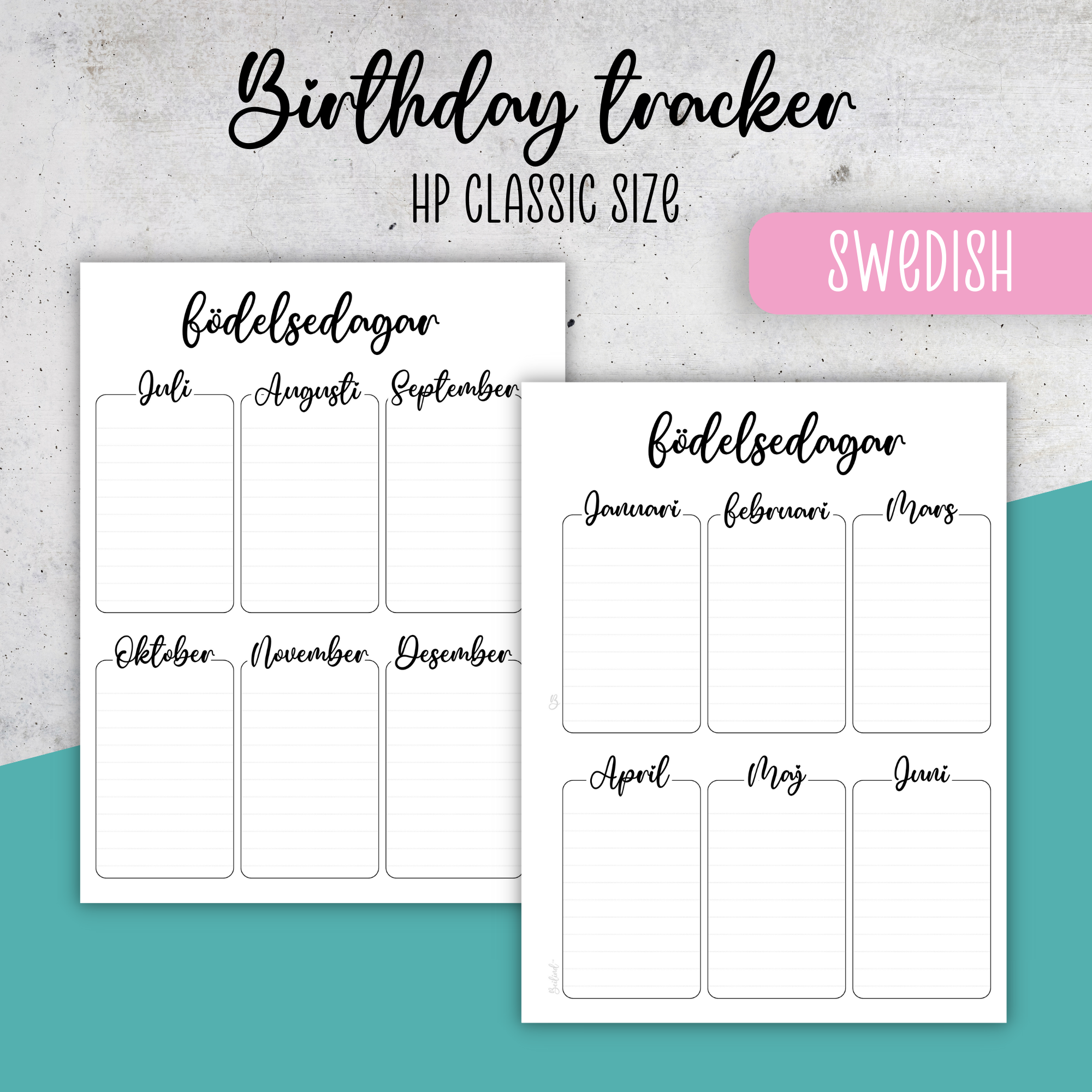 Birthday Tracker, Classic Size Insert