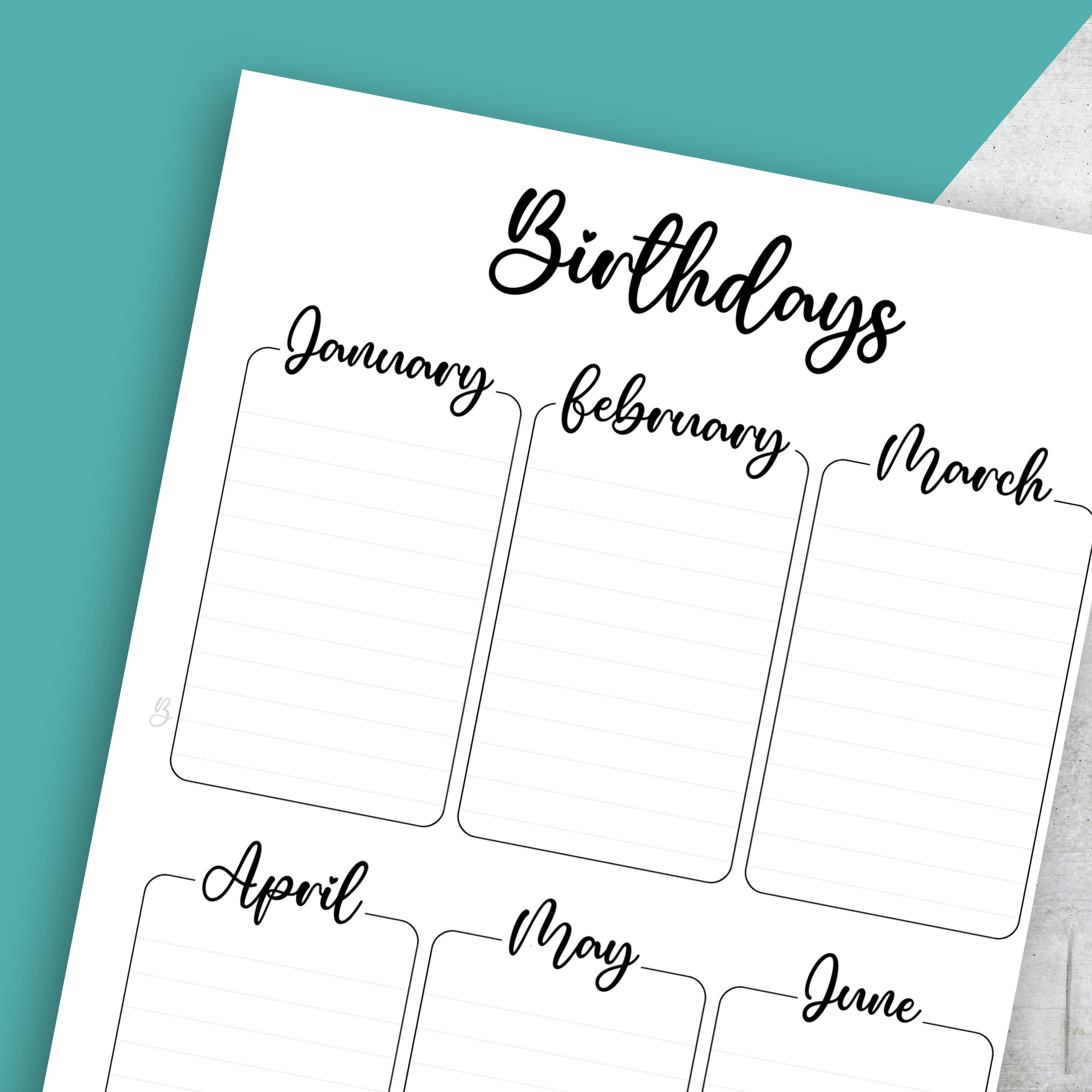 Birthday Tracker, Classic Size Insert
