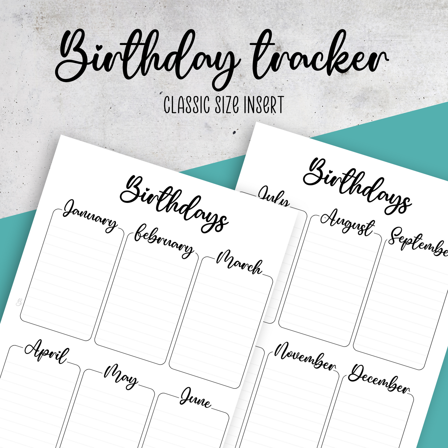 Birthday Tracker, Classic Size Insert