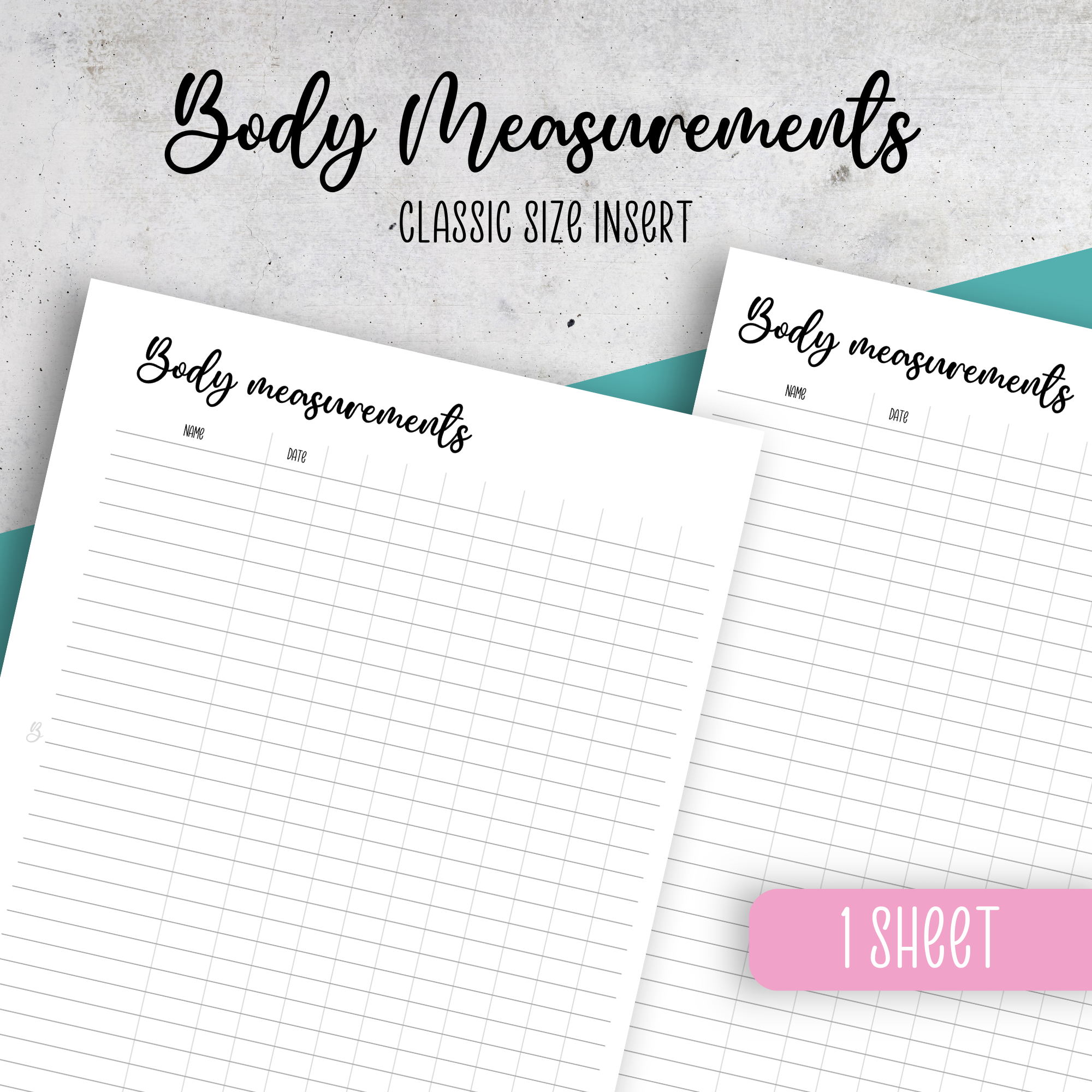 Body Measurements, Classic Size Insert
