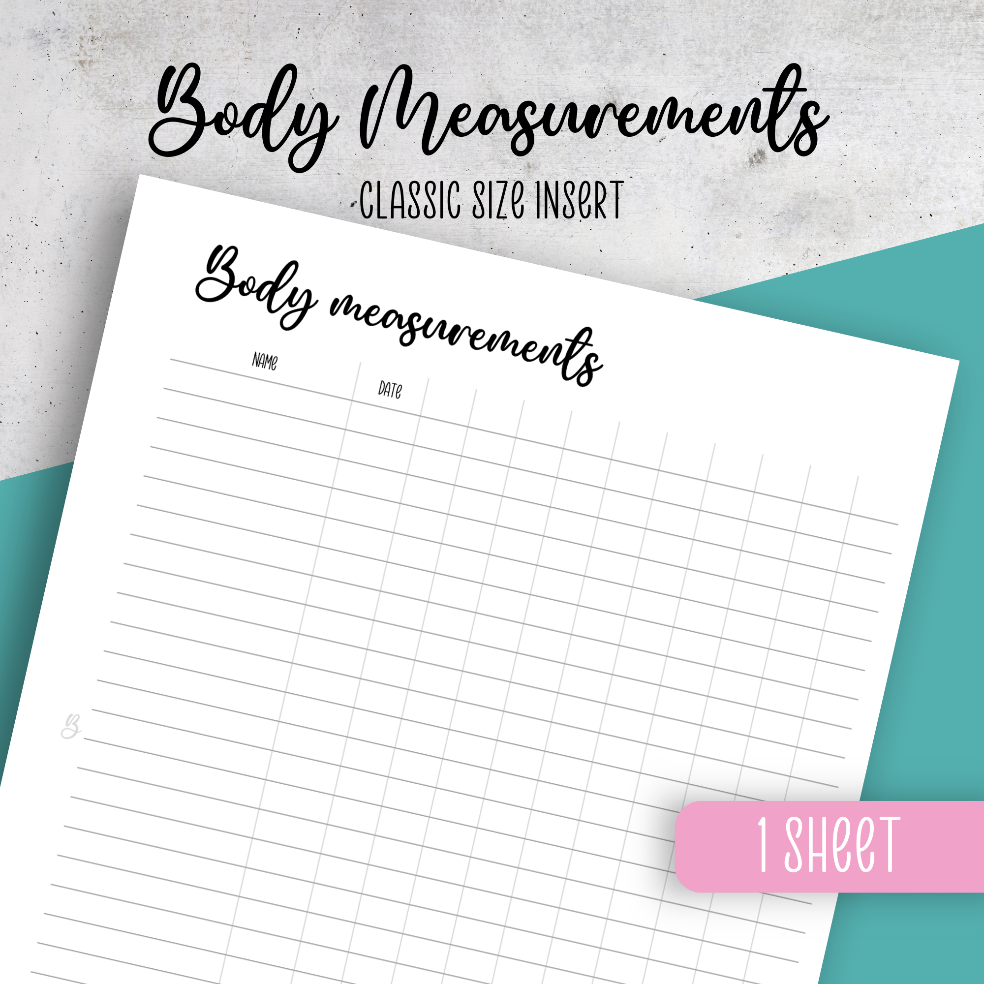 Body Measurements, Classic Size Insert