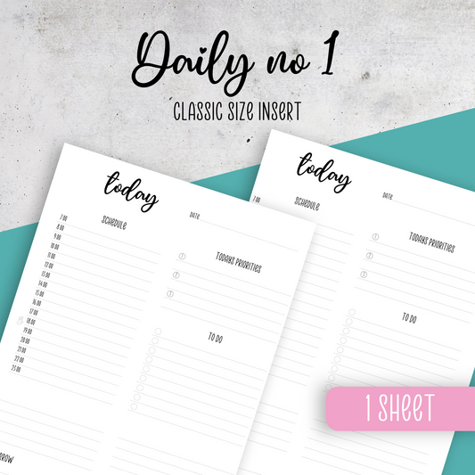 Daily Page No 1, Classic Size Insert