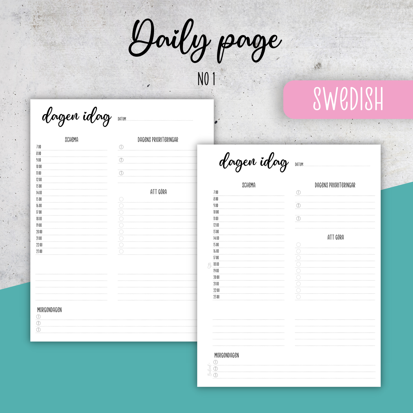 Daily Page No 1, Classic Size Insert