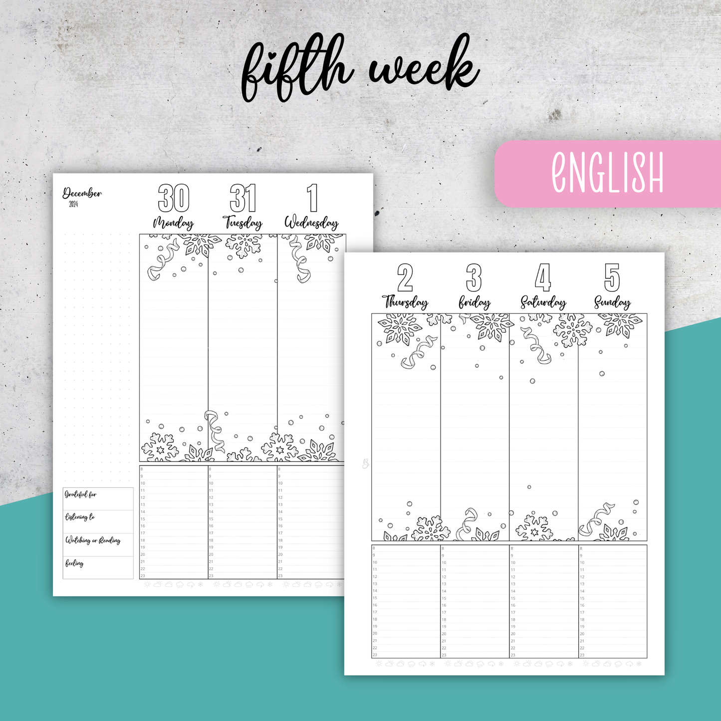December 2024 Coloring, Classic Size Planner Insert