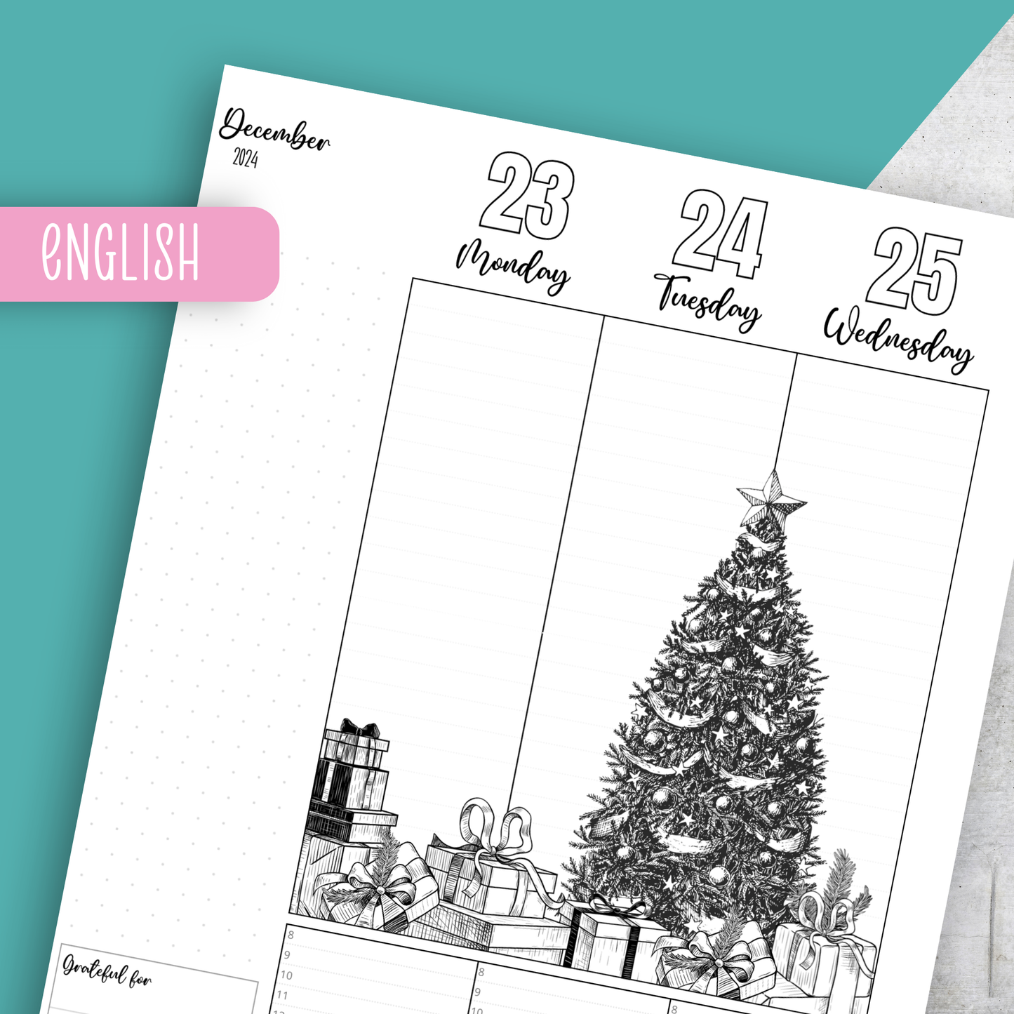 December 2024 Coloring, Classic Size Planner Insert
