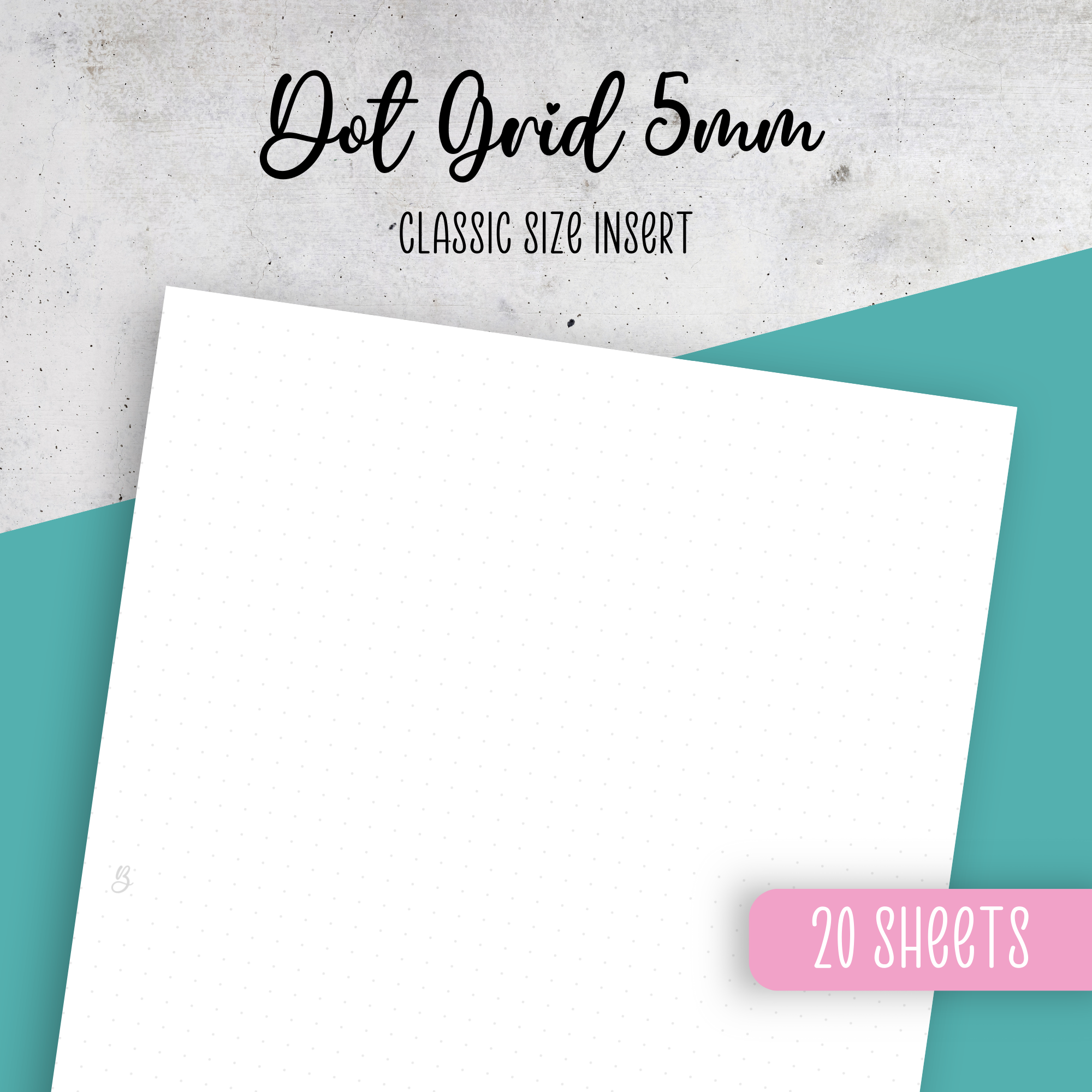 Dot Grid 5mm, 20 sheet Bundle, Classic Planner Insert