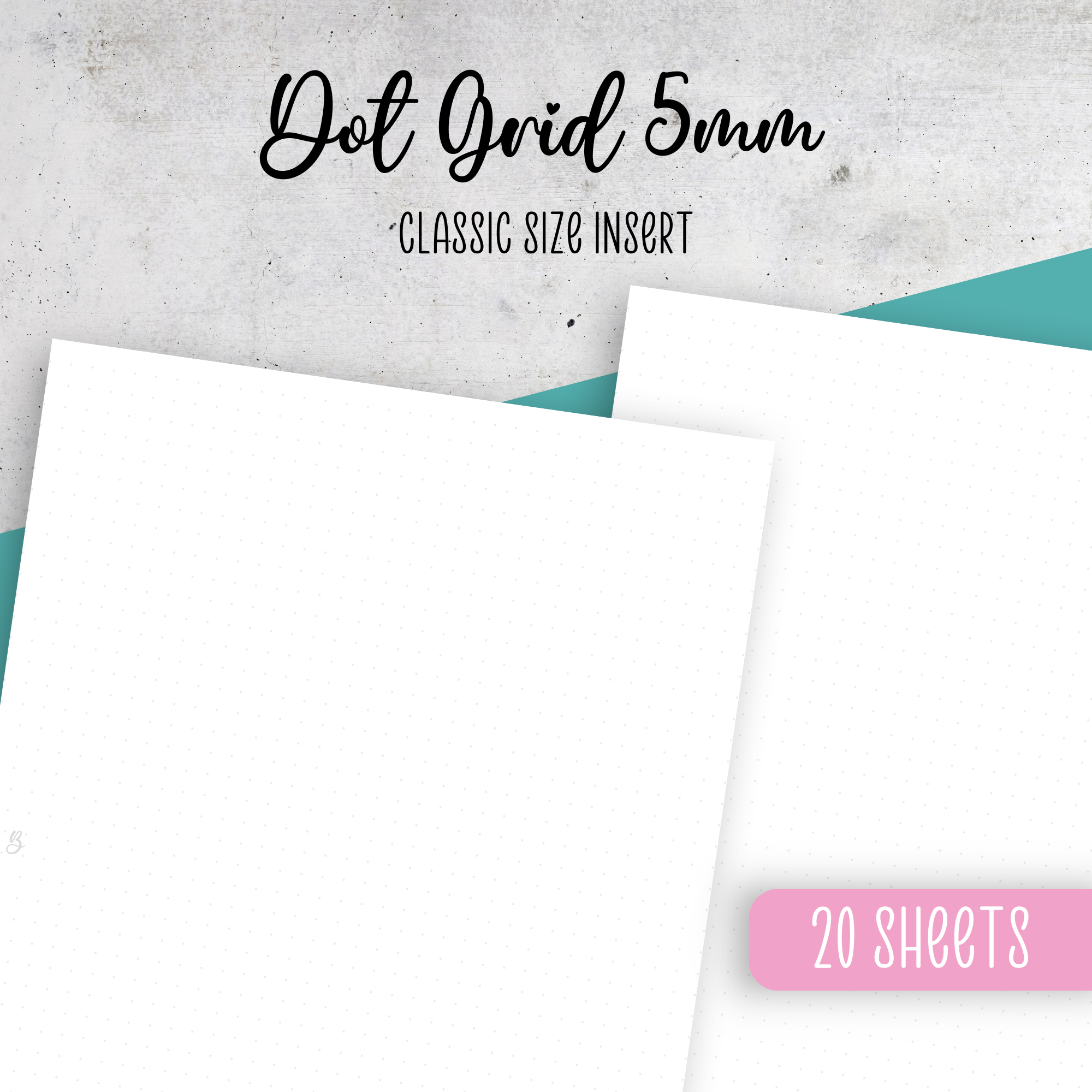Dot Grid 5mm, 20 sheet Bundle, Classic Planner Insert