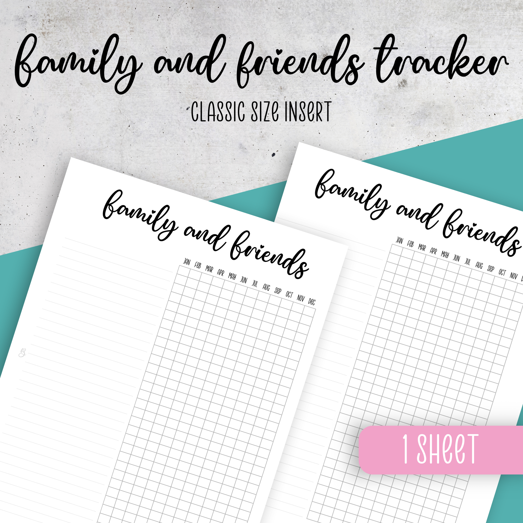 Family and Friends Tracker, Classic Size Insert