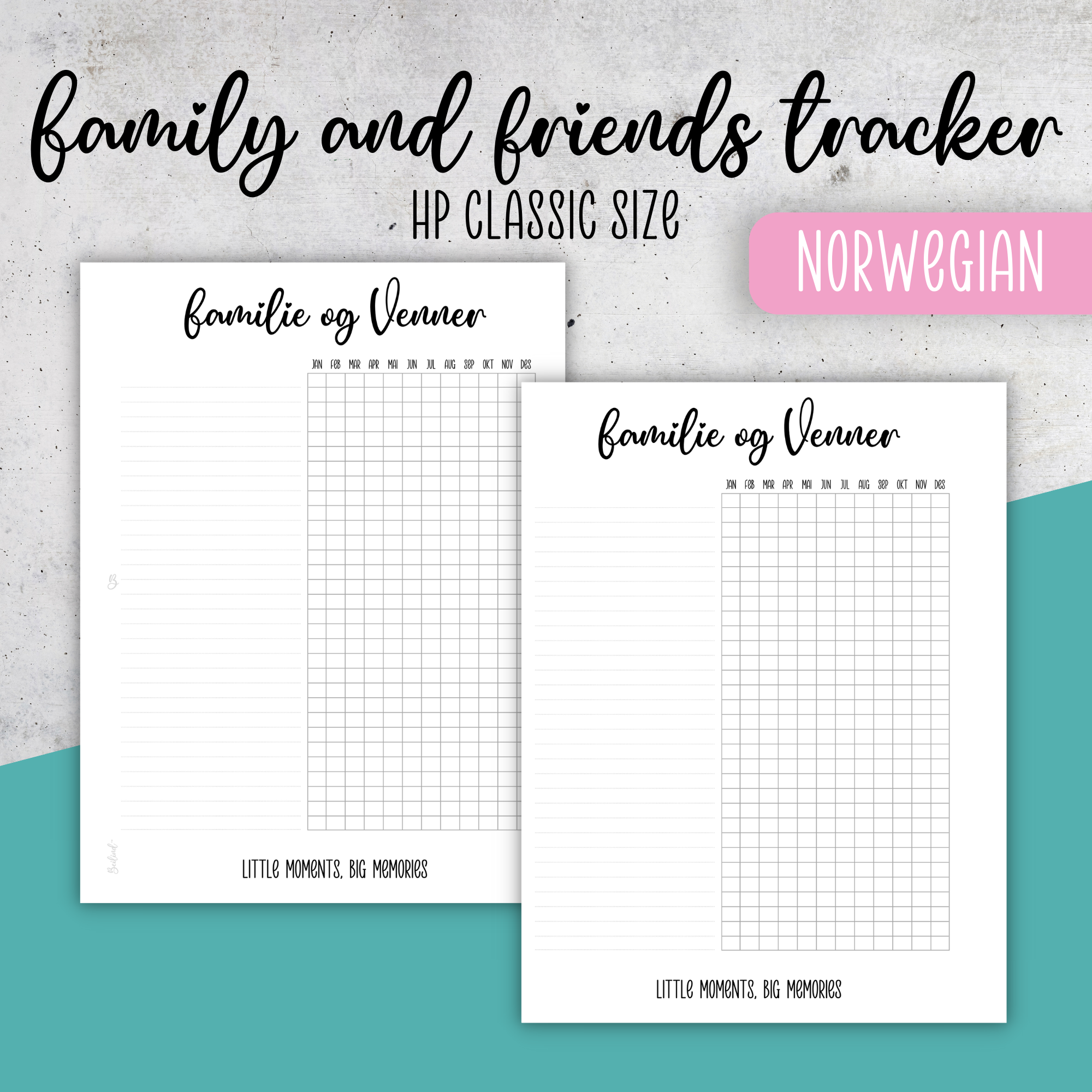 Family and Friends Tracker, Classic Size Insert