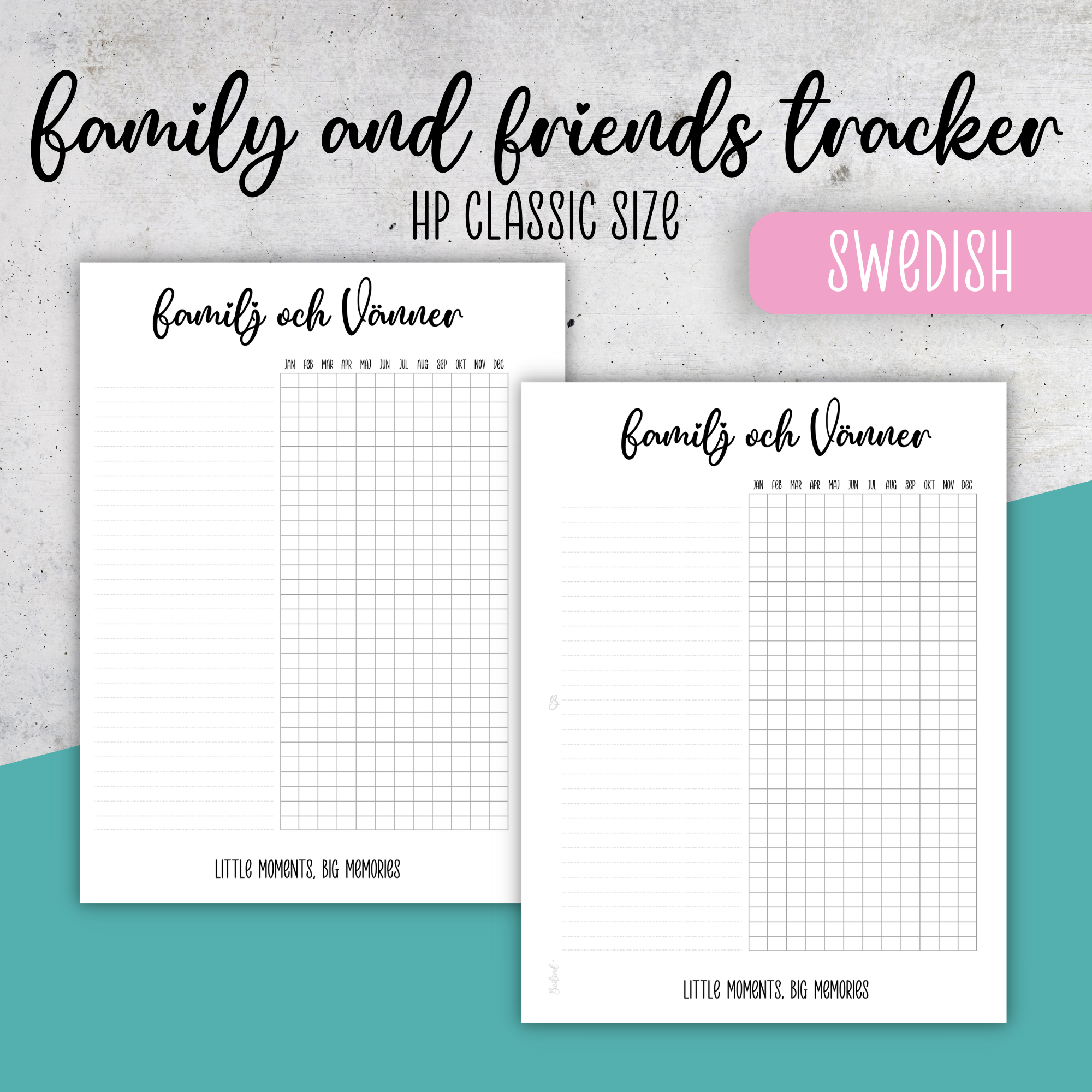 Family and Friends Tracker, Classic Size Insert