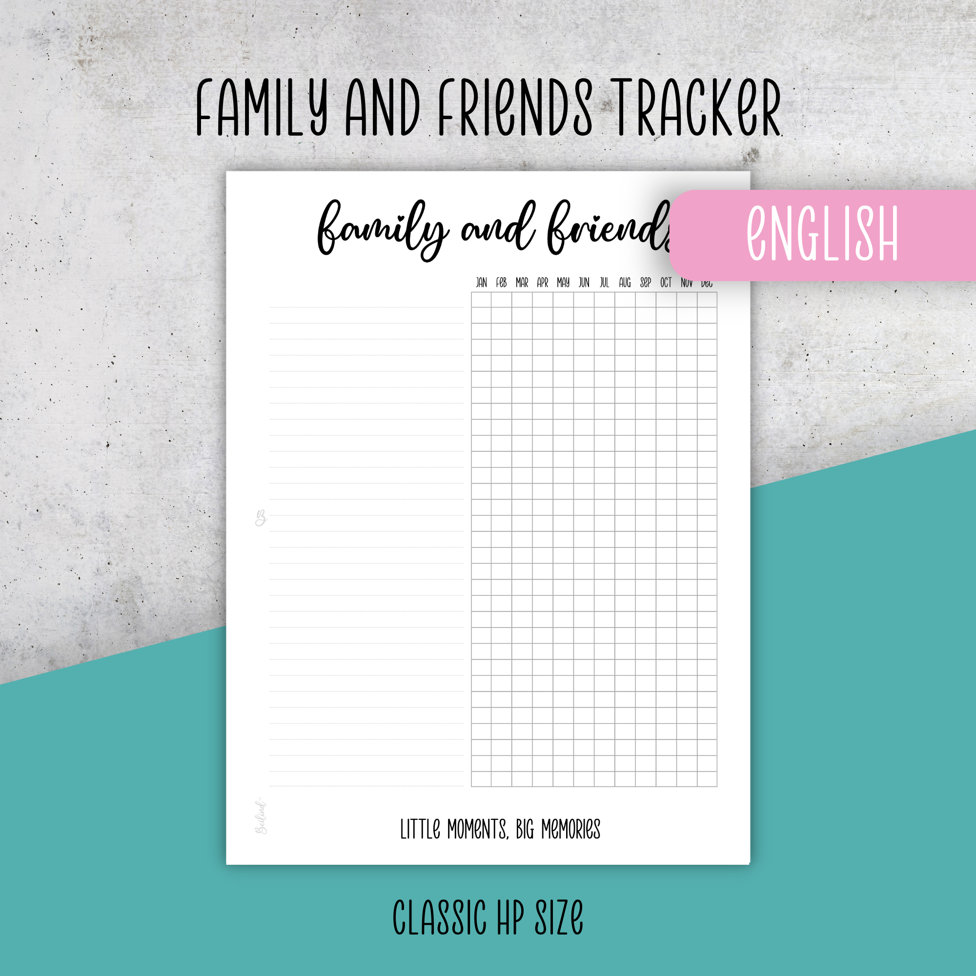 Family and Friends Tracker, Classic Size Insert
