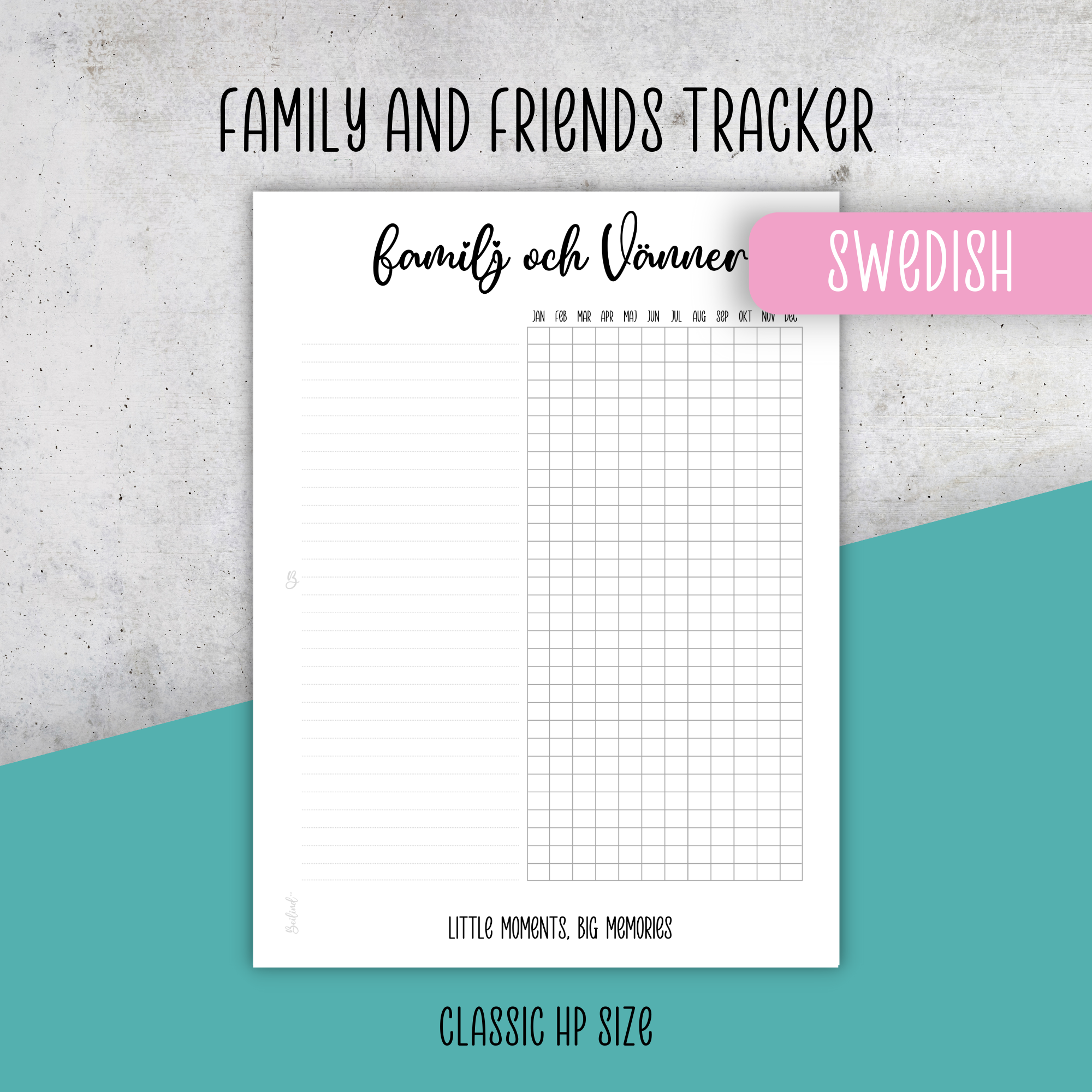 Family and Friends Tracker, Classic Size Insert