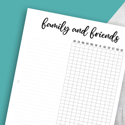 Family and Friends Tracker, Classic Size Insert