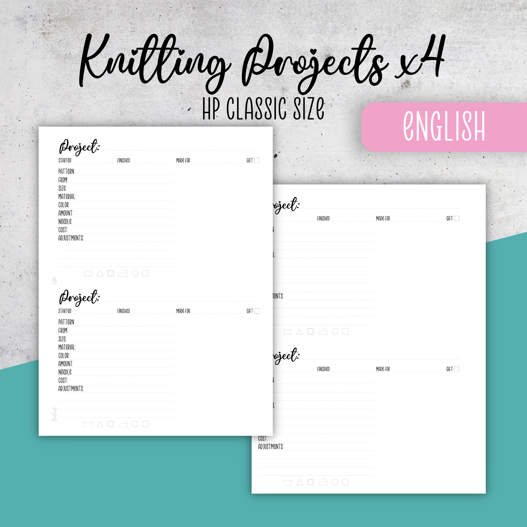 Knitting Projects x4, Classic Size Insert