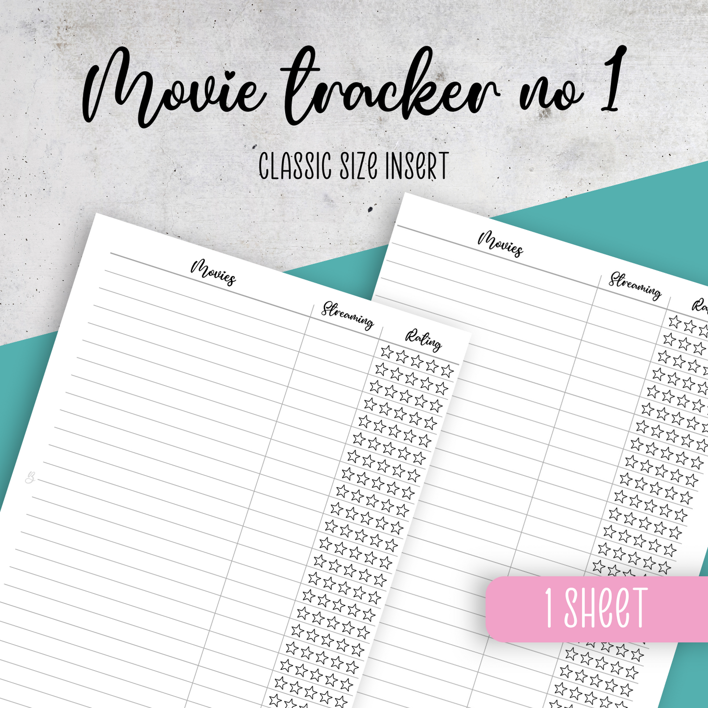 Movie Tracker No 1, Classic Size Insert