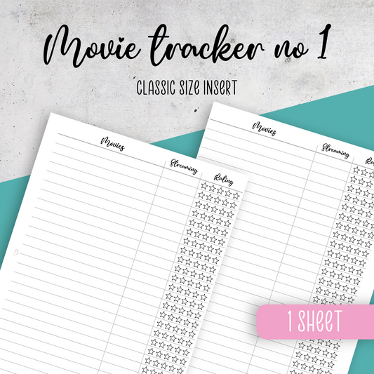 Movie Tracker No 1, Classic Size Insert