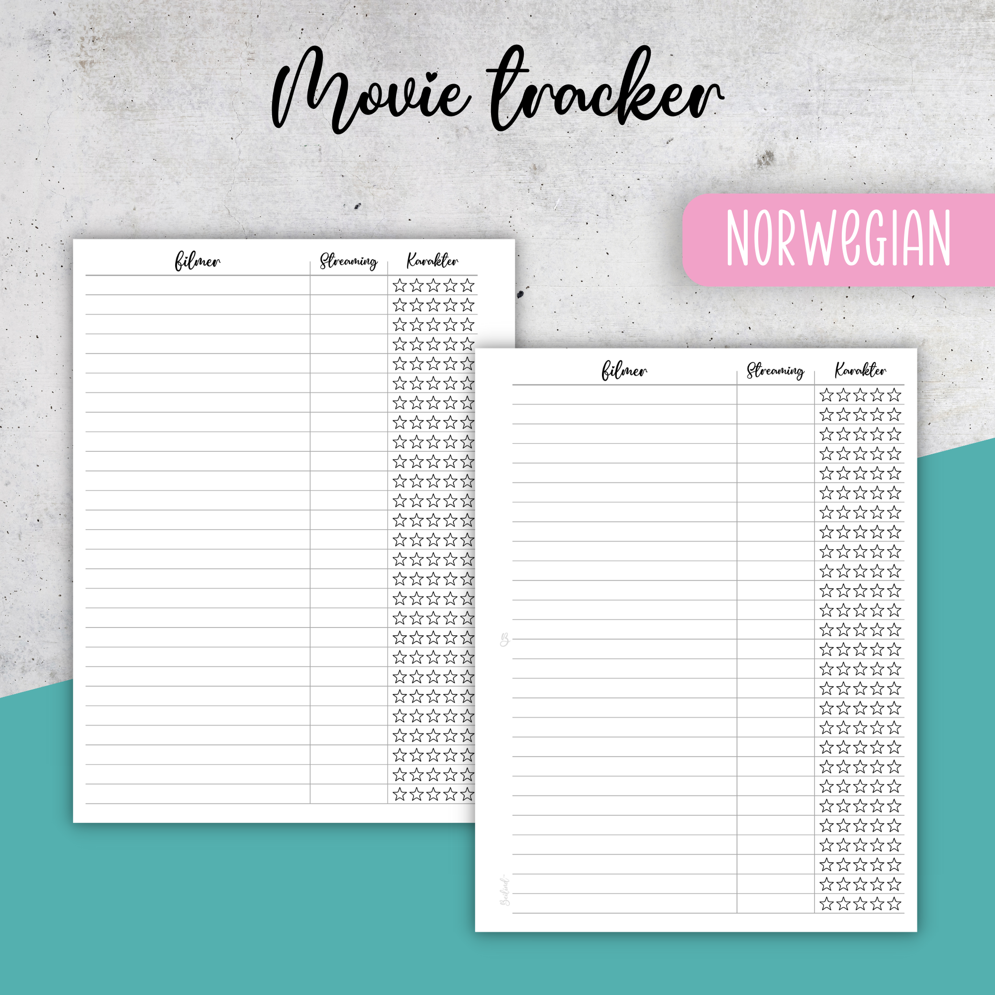 Movie Tracker No 1, Classic Size Insert
