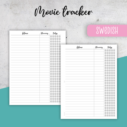 Movie Tracker No 1, Classic Size Insert