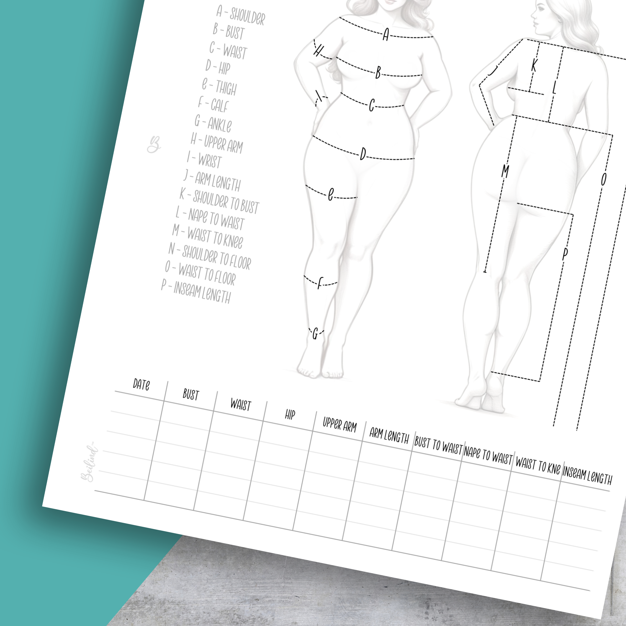 My Sewing Measurements, Classic Size Insert