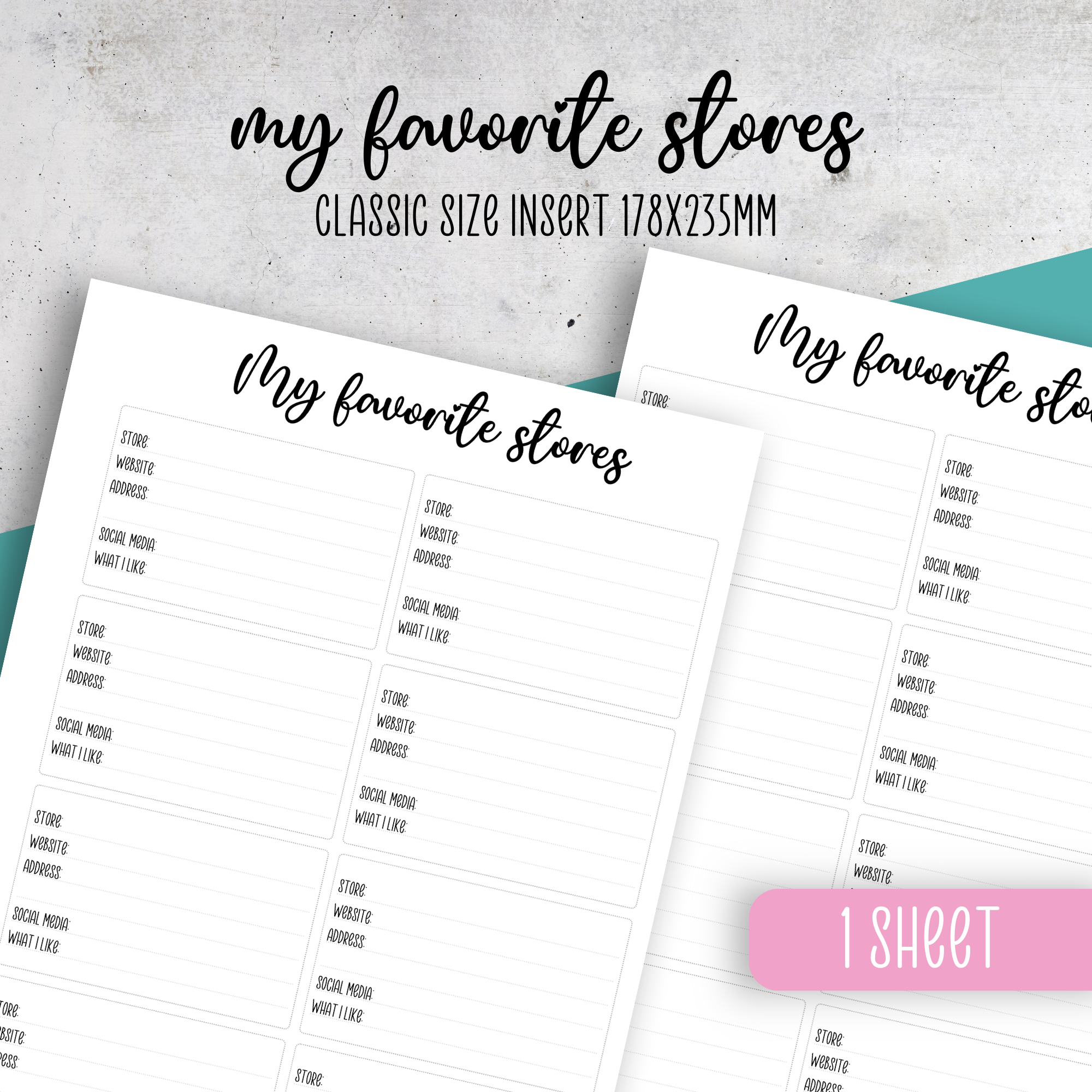 My Favorite Stores Insert