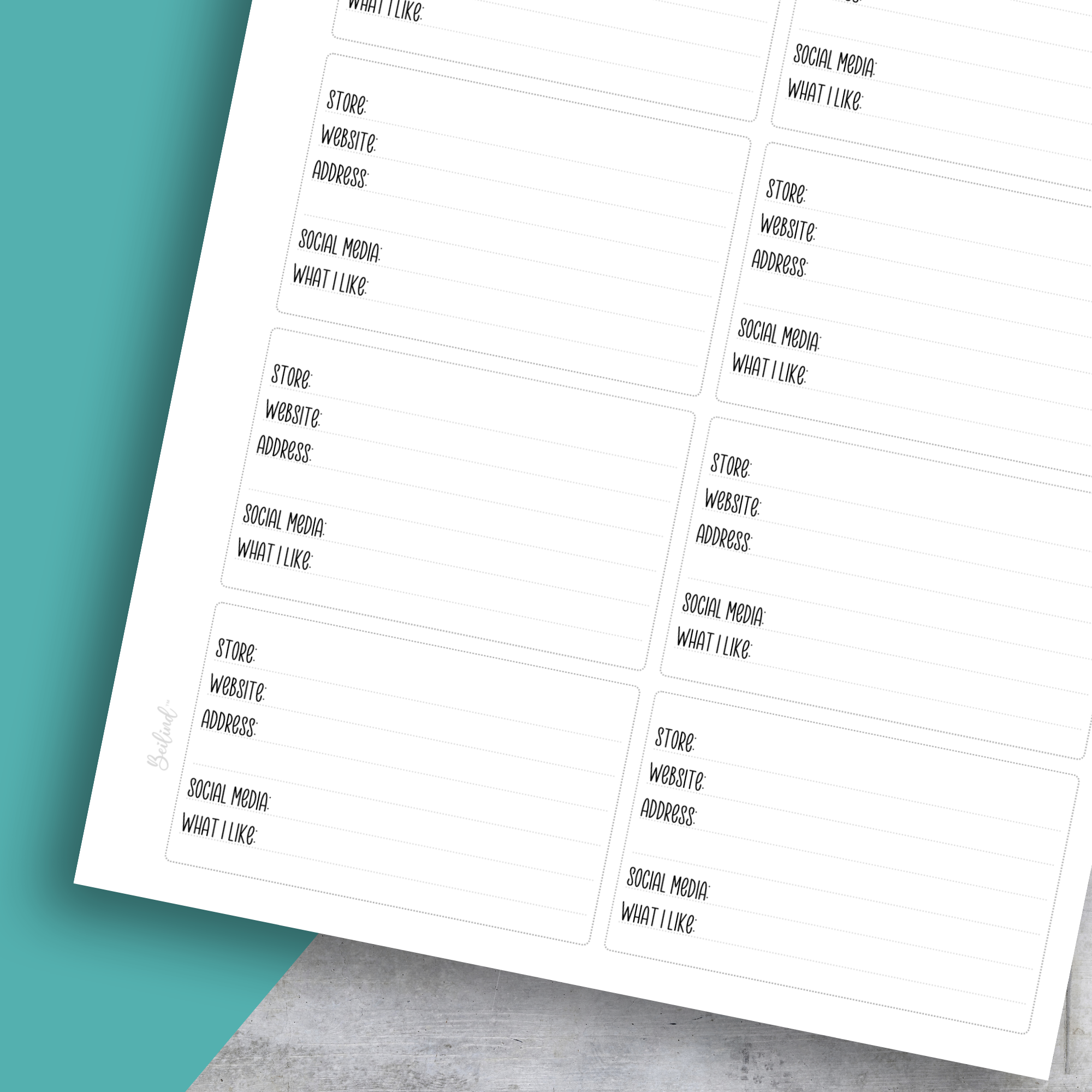 My Favorite Stores Insert