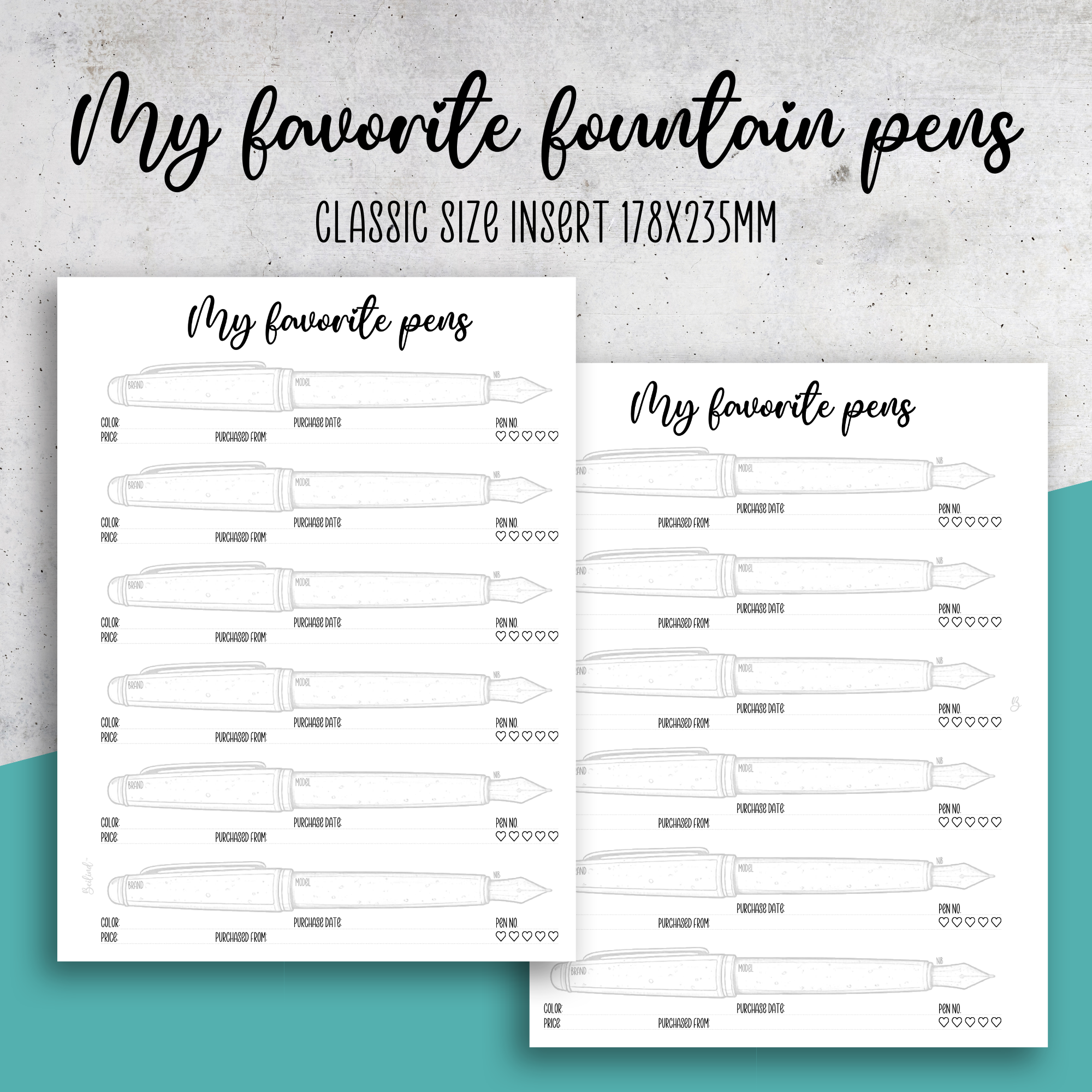 My Favorite pens Insert