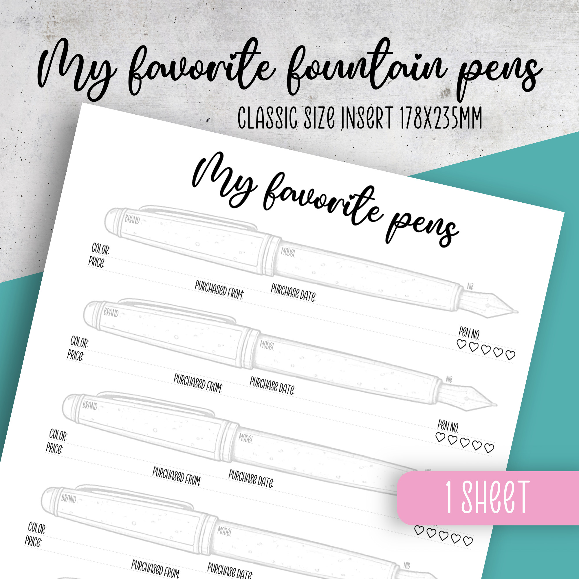 My Favorite pens Insert