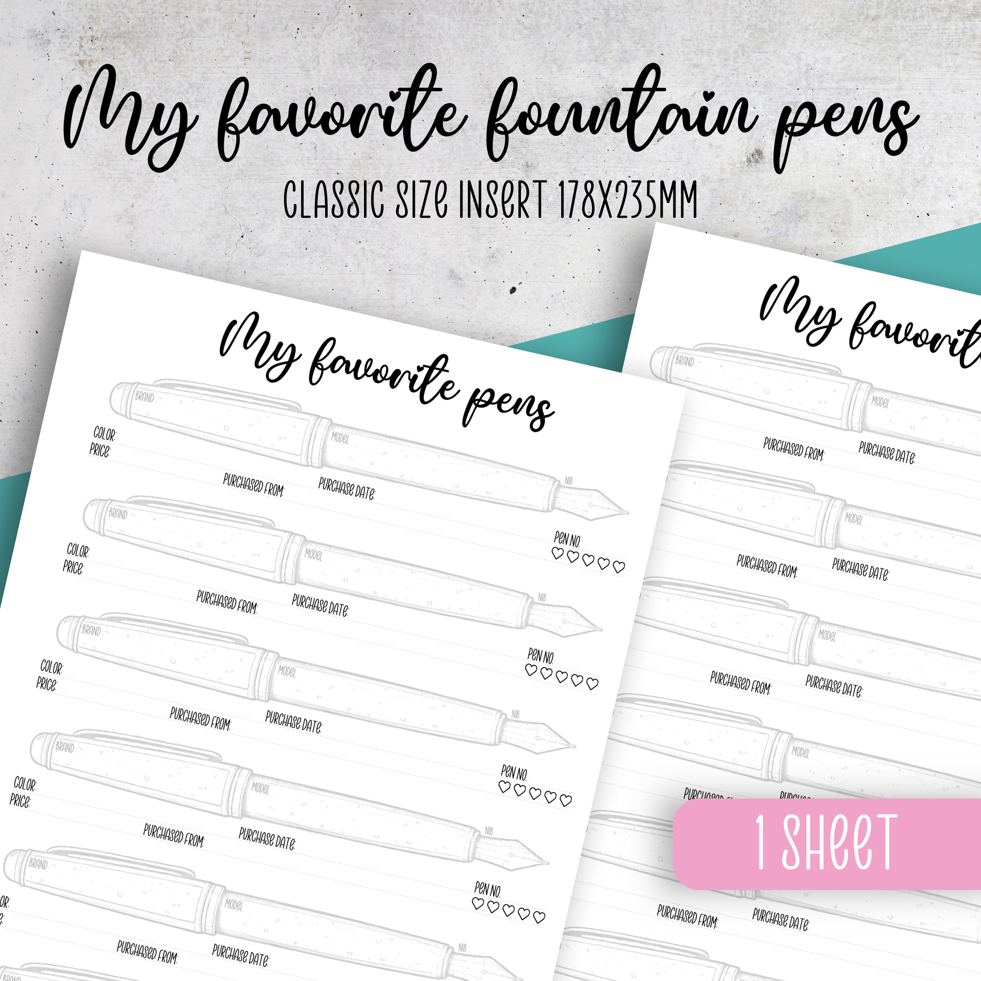 My Favorite pens Insert