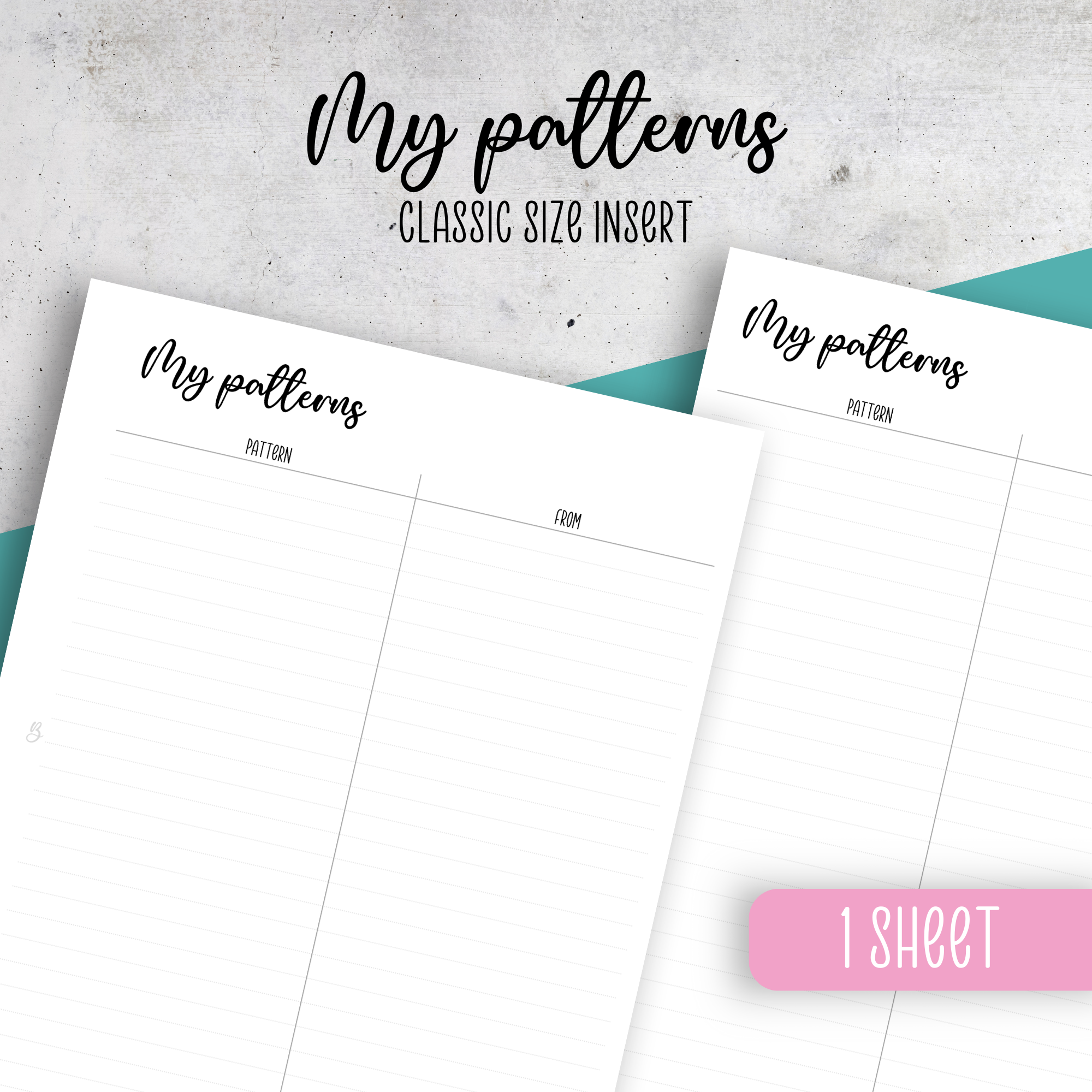 My Patterns, Classic Size Insert