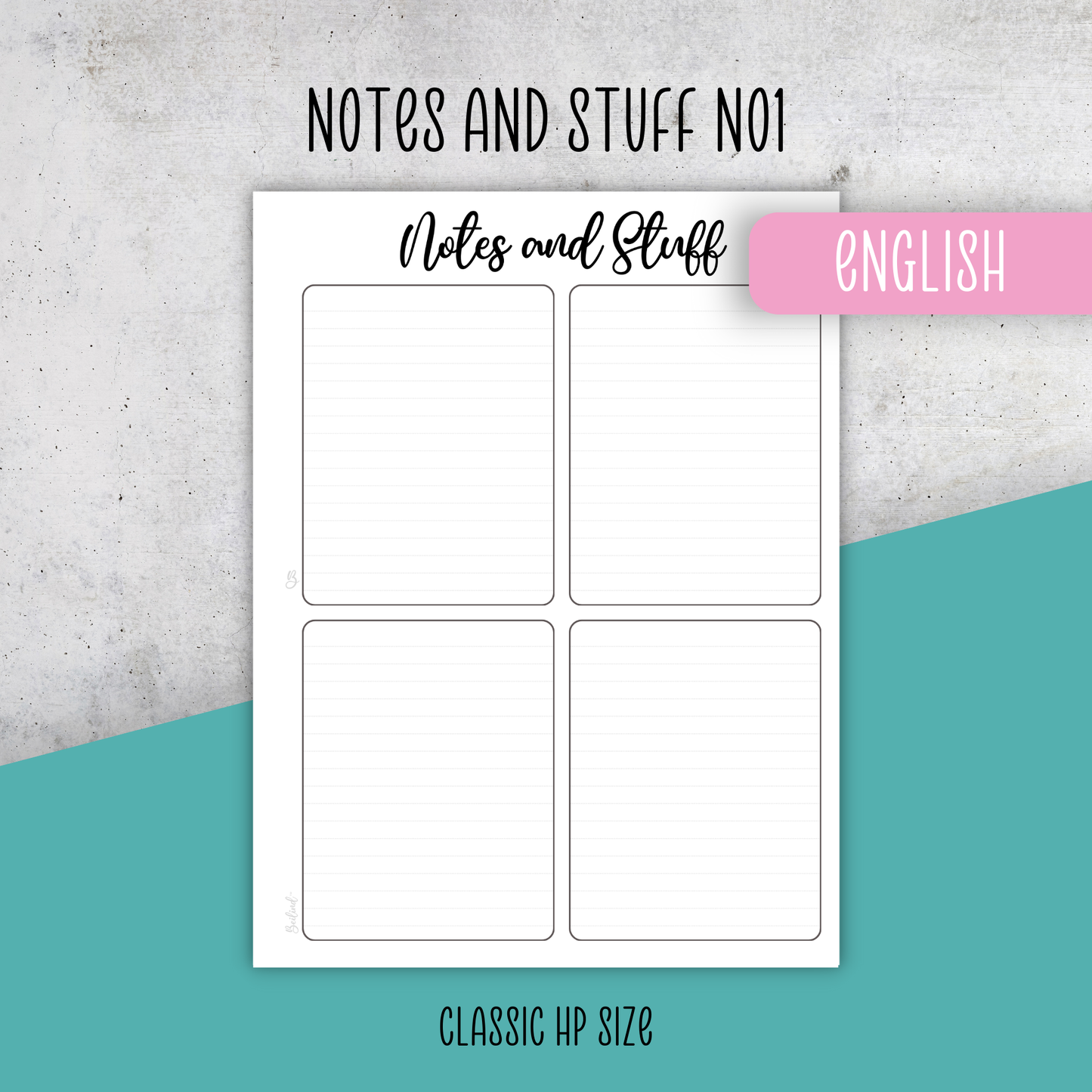 Note Page 4 boxes, Classic Size Insert