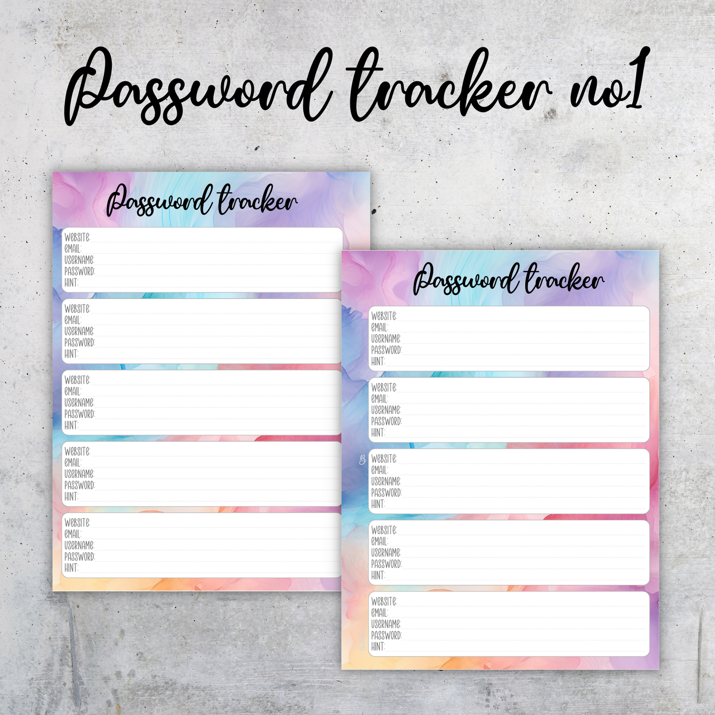 Password Tracker Pastel Ink, Classic Size Insert