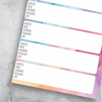 Password Tracker Pastel Ink, Classic Size Insert