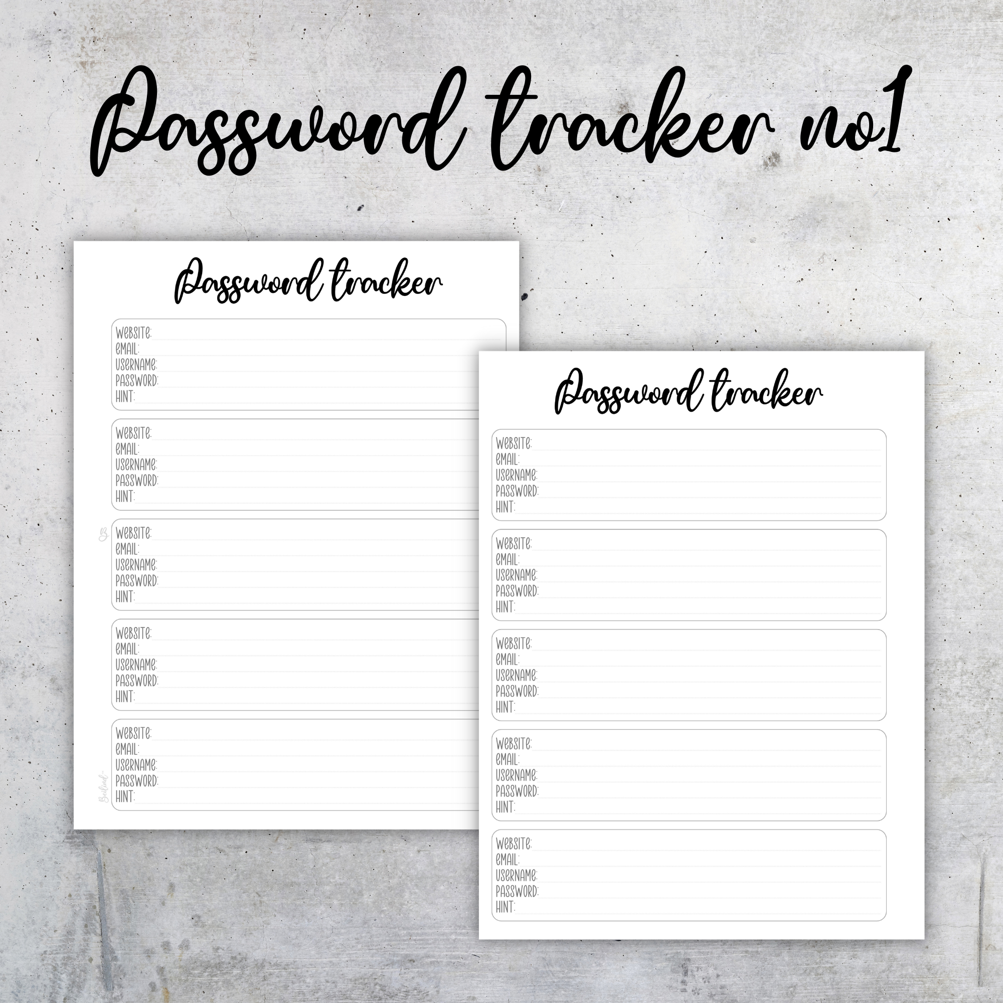 Password Tracker, Classic Size Insert