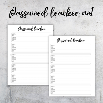Password Tracker, Classic Size Insert