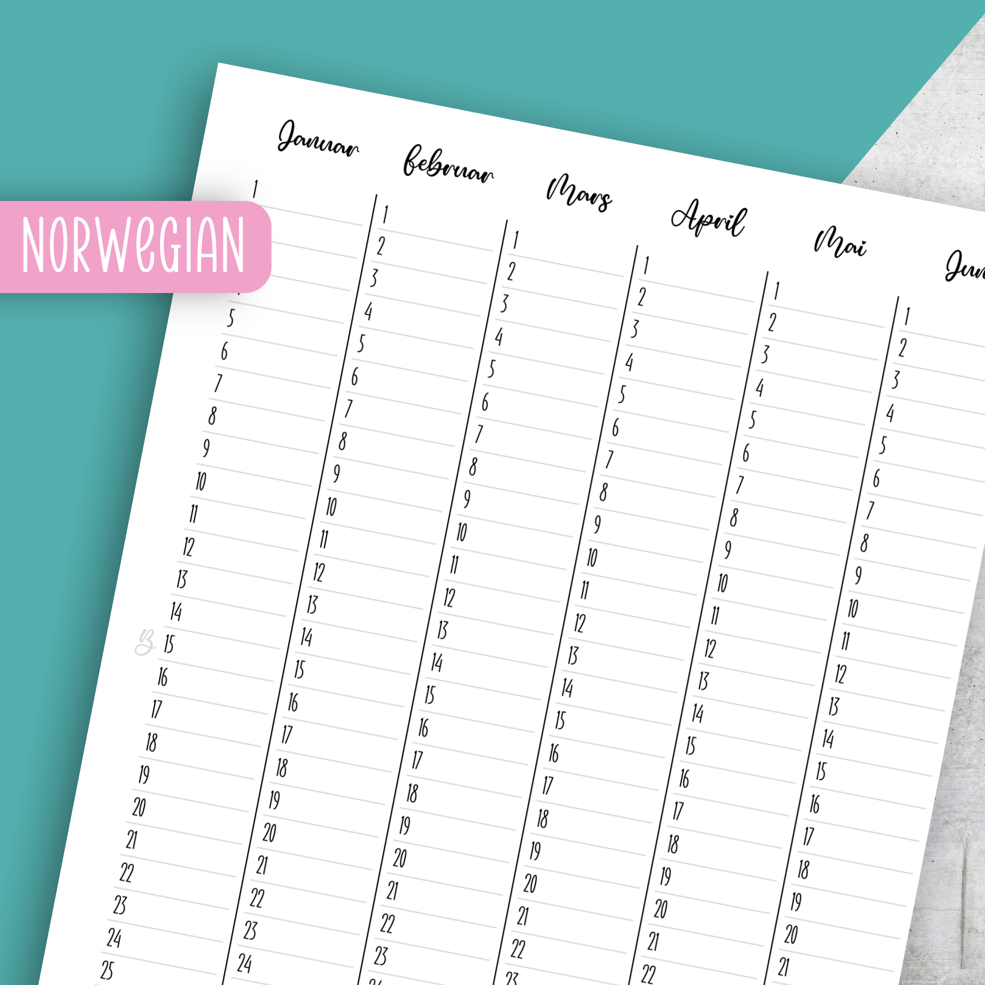 Perpetual Calendar No 2, Classic Size Insert