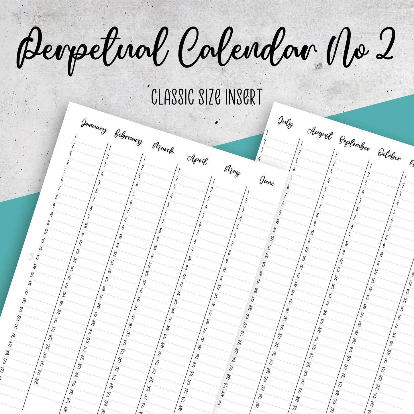 Perpetual Calendar No 2, Classic Size Insert