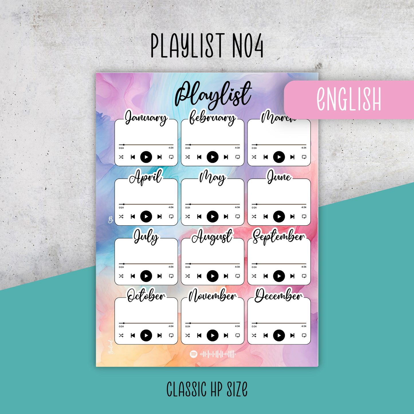 Playlist No4, Pastel Ink, Classic Size Insert