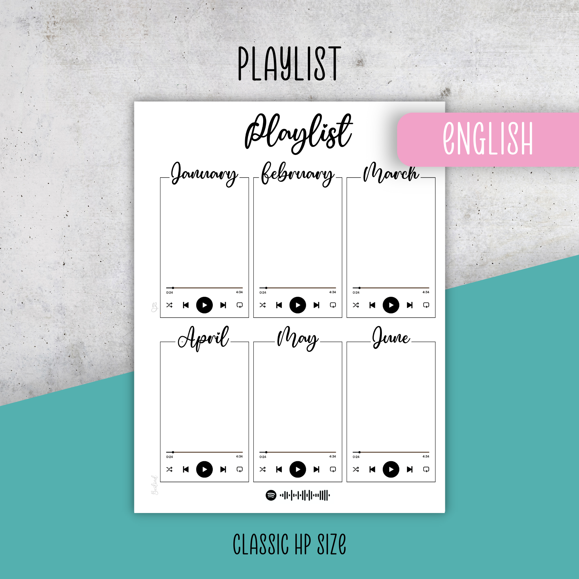 Playlist No1, Classic Size Insert