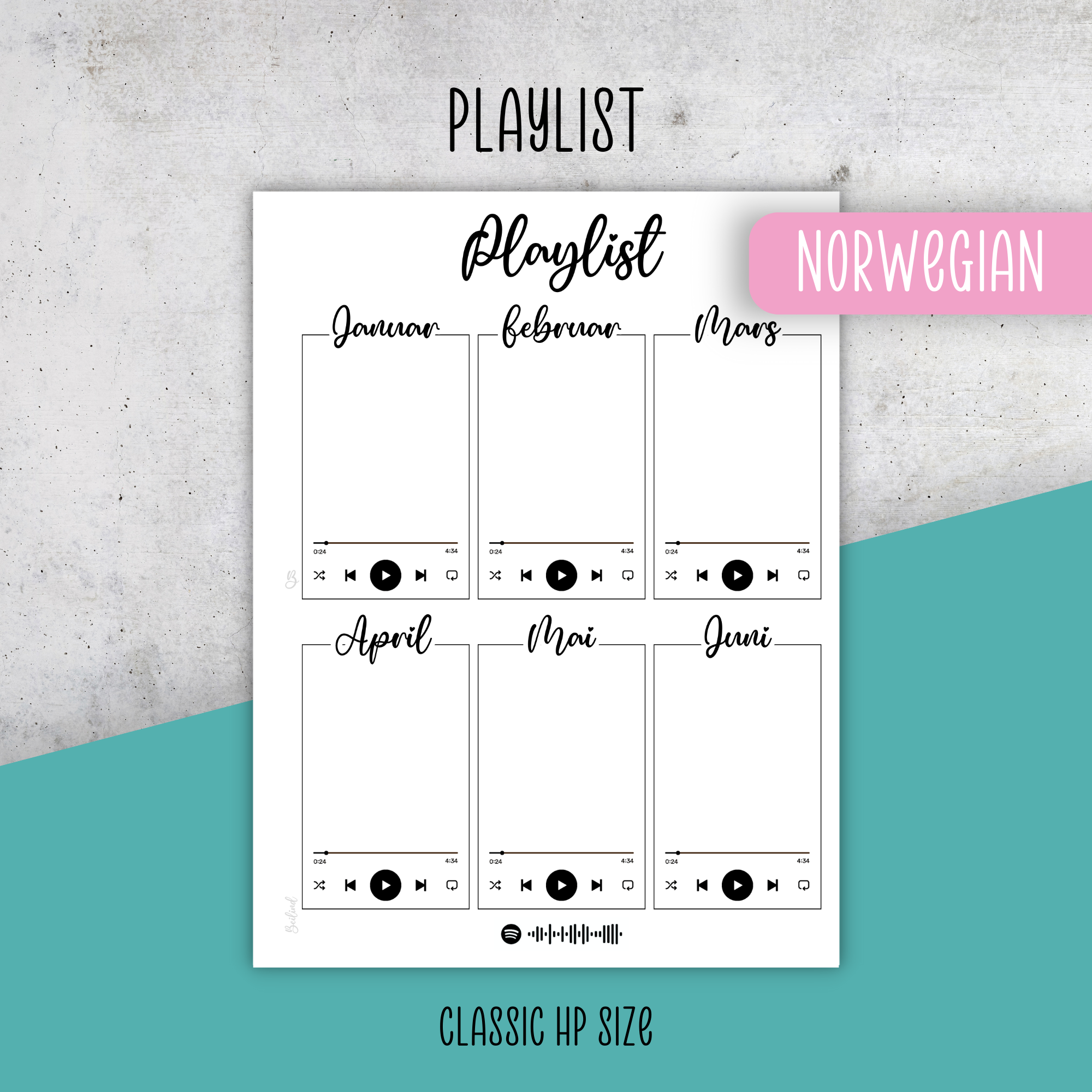 Playlist No1, Classic Size Insert