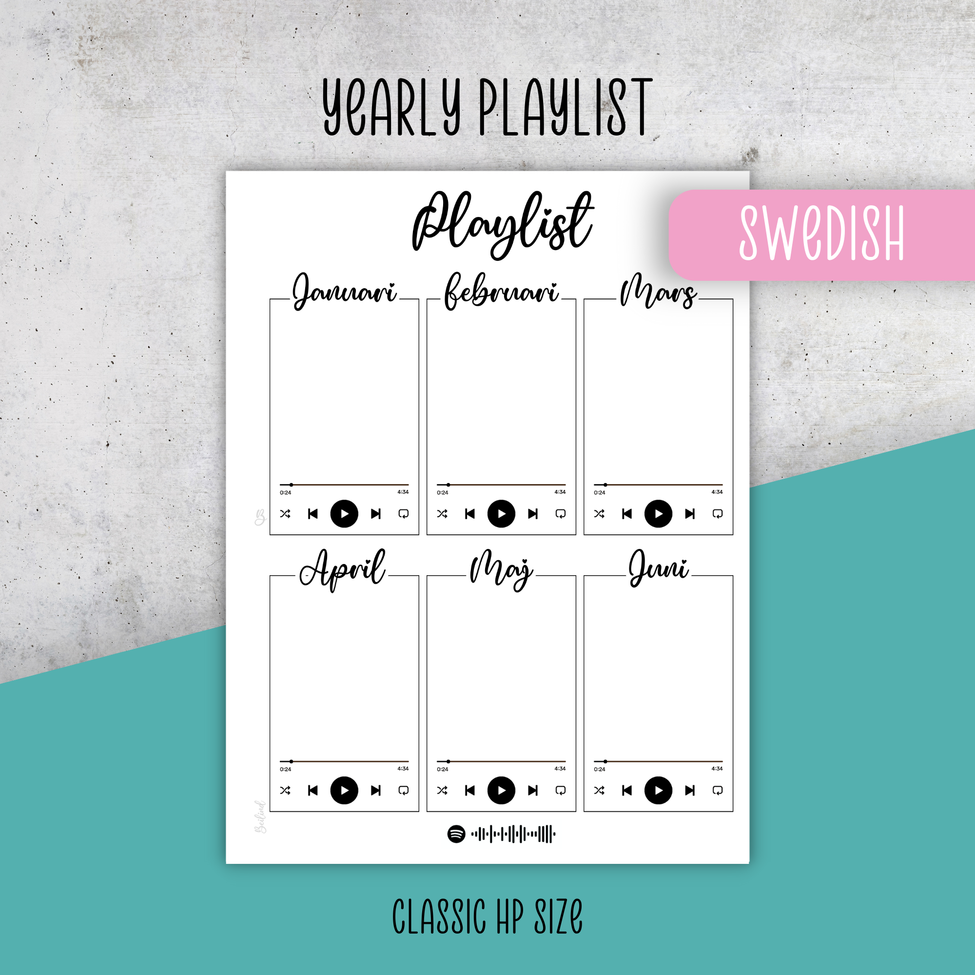 Playlist No1, Classic Size Insert