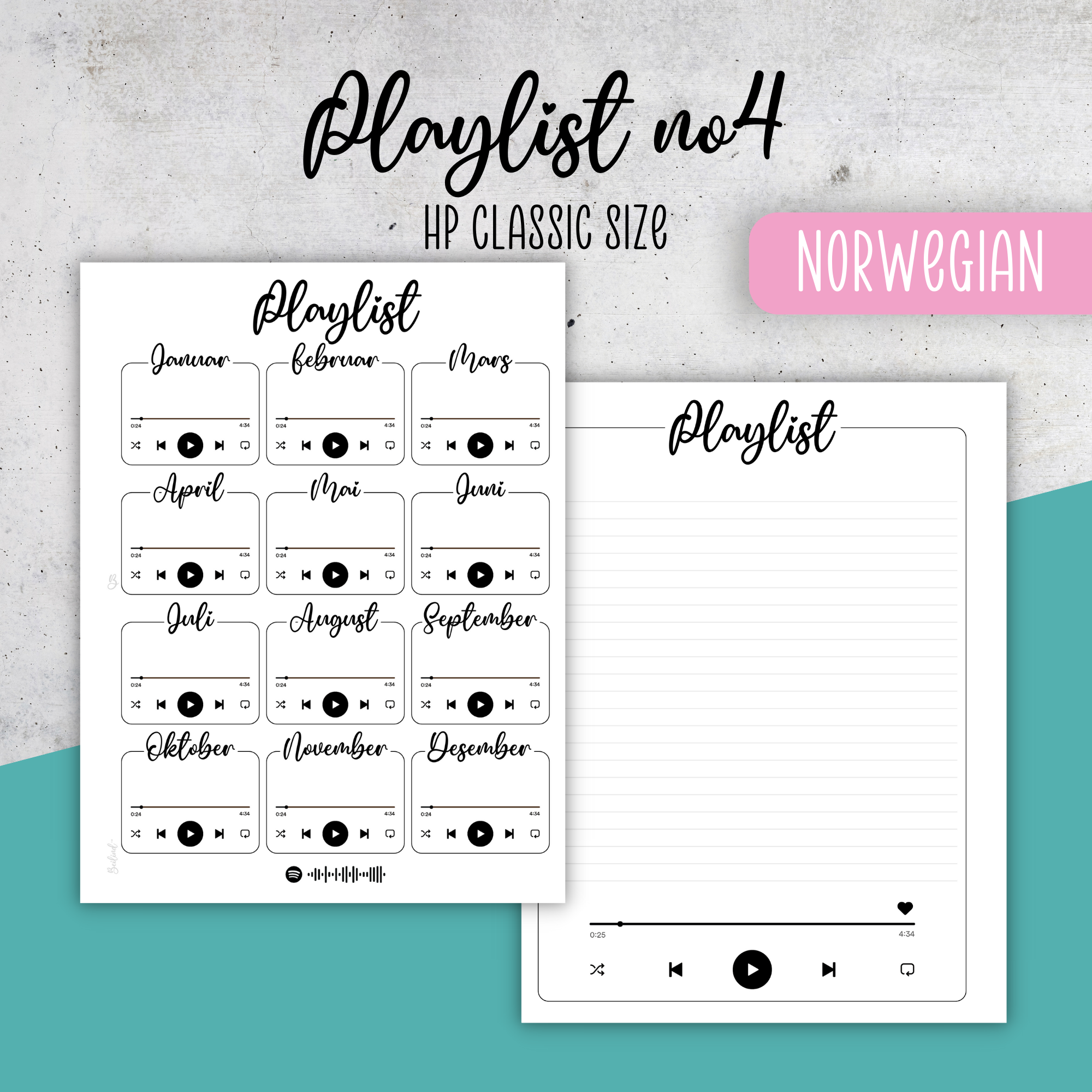 Playlist No4, Classic Size Insert