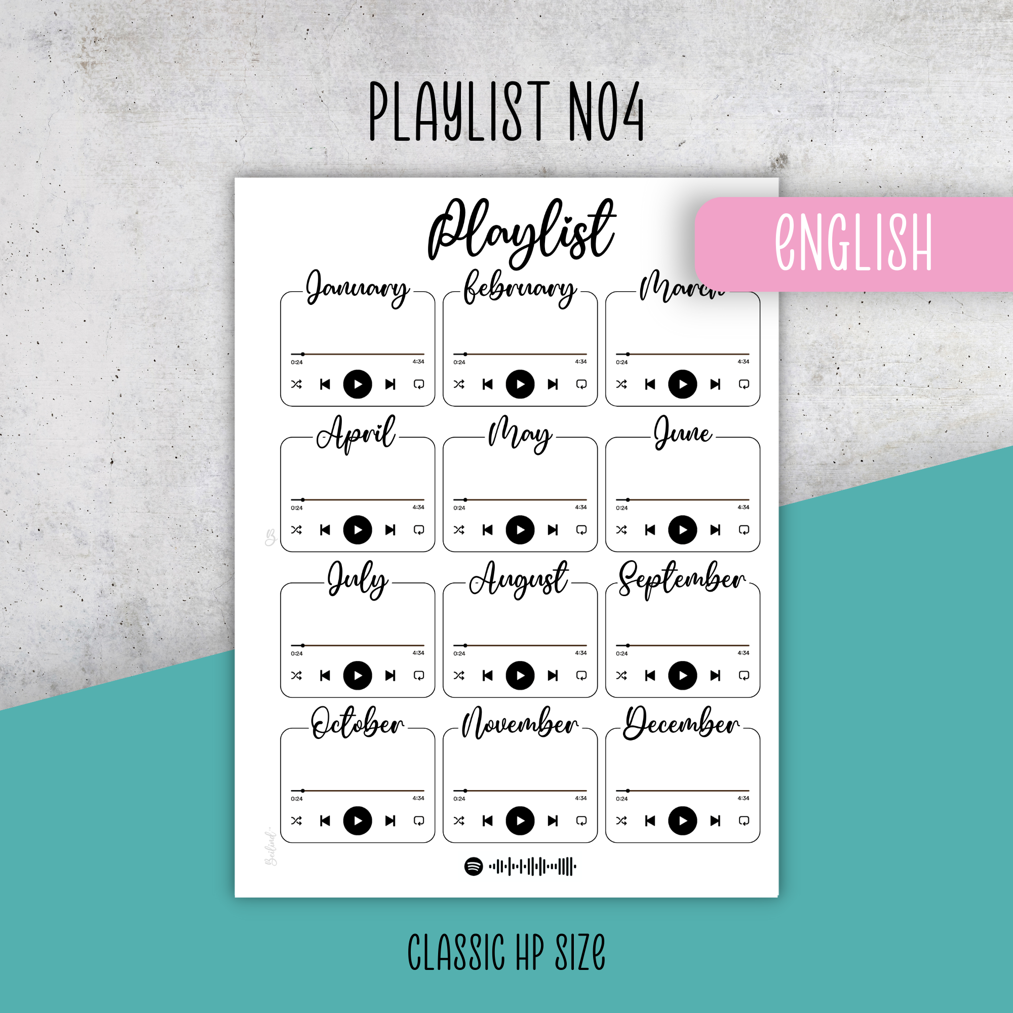 Playlist No4, Classic Size Insert