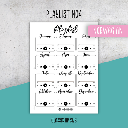 Playlist No4, Classic Size Insert
