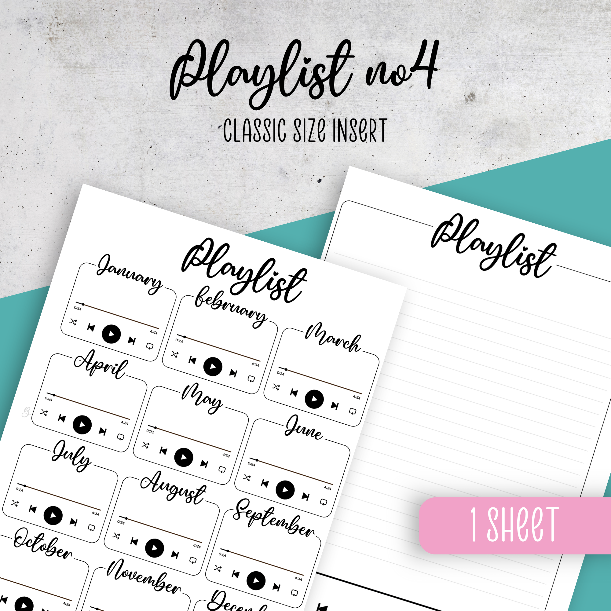 Playlist No4, Classic Size Insert