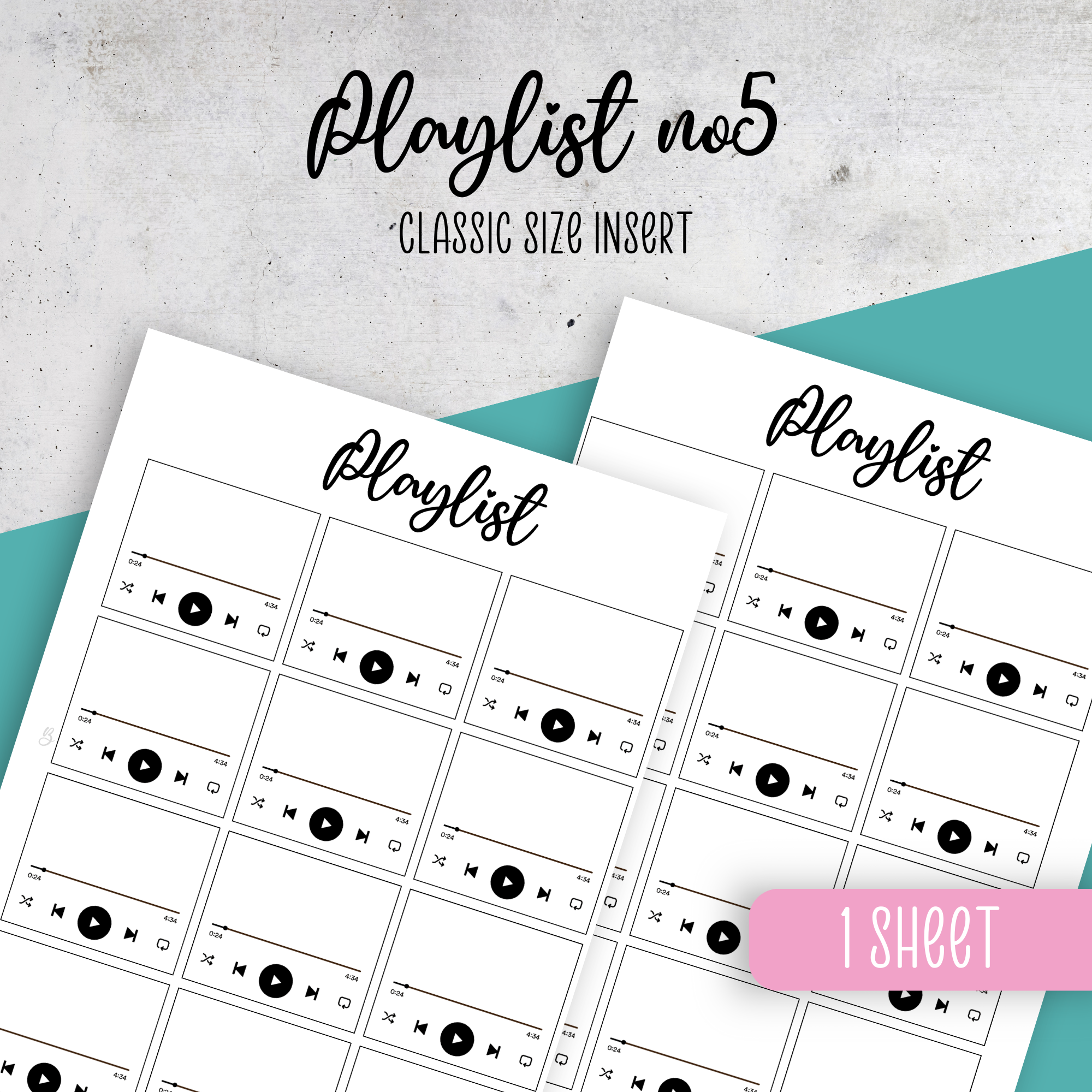 Playlist No5, Classic Size Insert